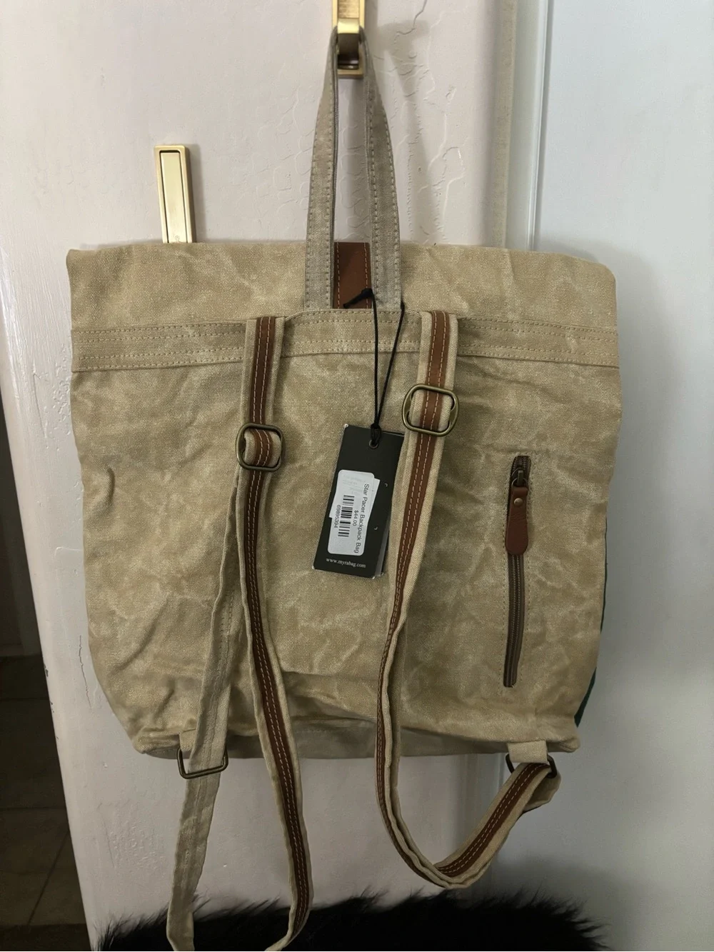 NWT Mayra Canvas Green & Beige Star Pacer Travel Tote Bag -